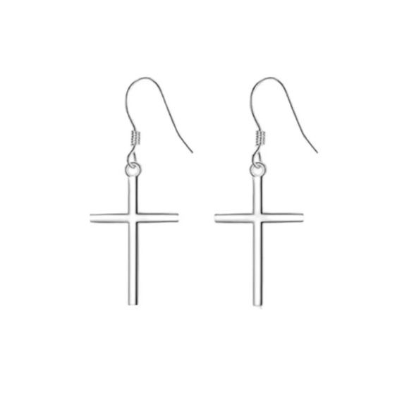 Silver Plated Cross Earrings - Picture 3 of 3
